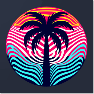 Palm tree and stripes Posters and Art